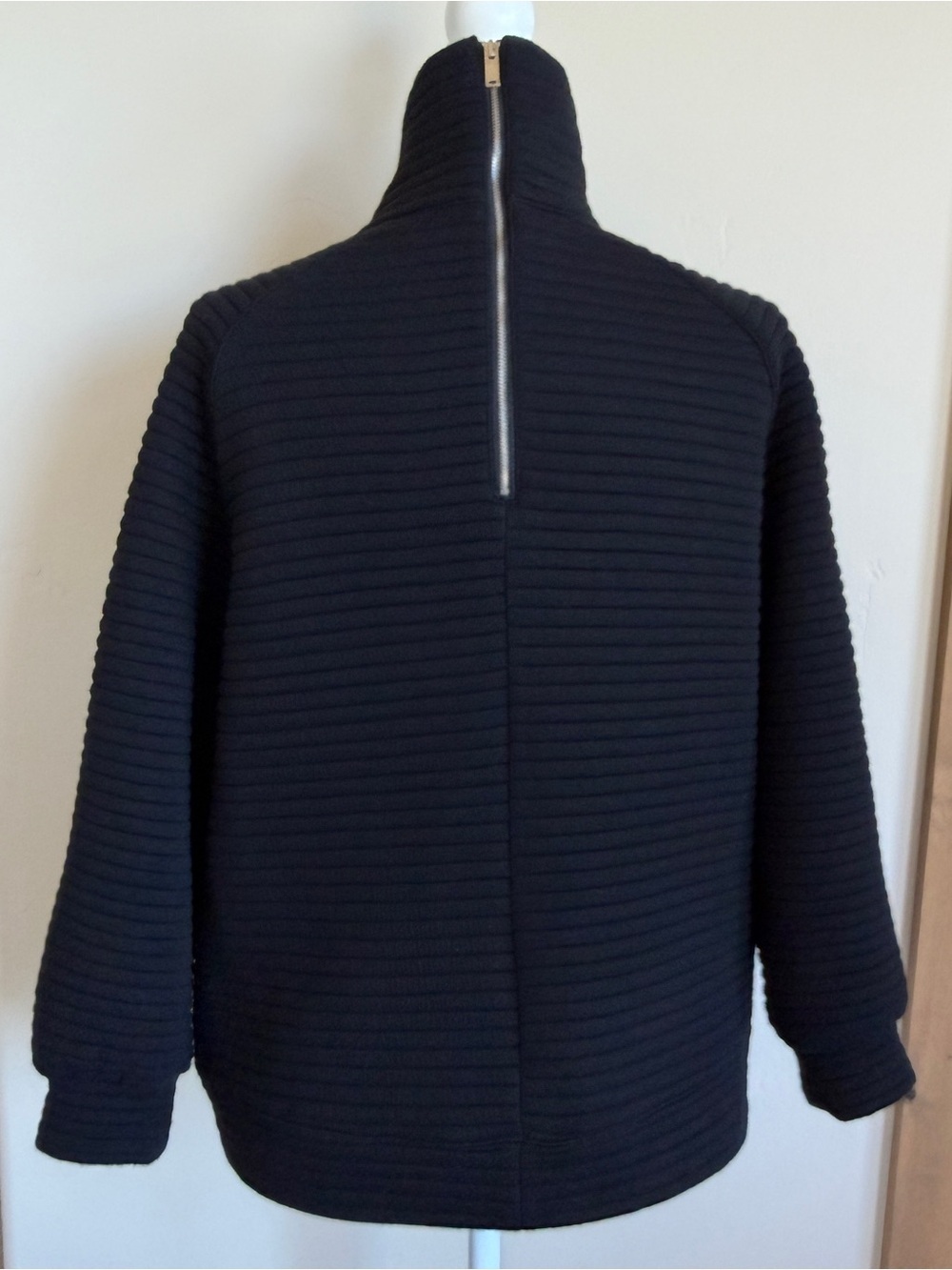 EMIN & PAUL Black Quilted Rib Funnel Neck Pullover Sweater | Size S - Picture 2 of 3